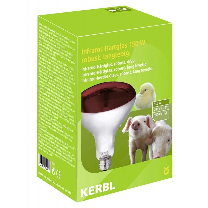 Kerbl varmepære 250W  av høy kvalitet. Hardglass utgave for leng